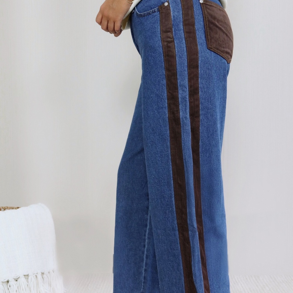 Women's Blue and Brown Jeans